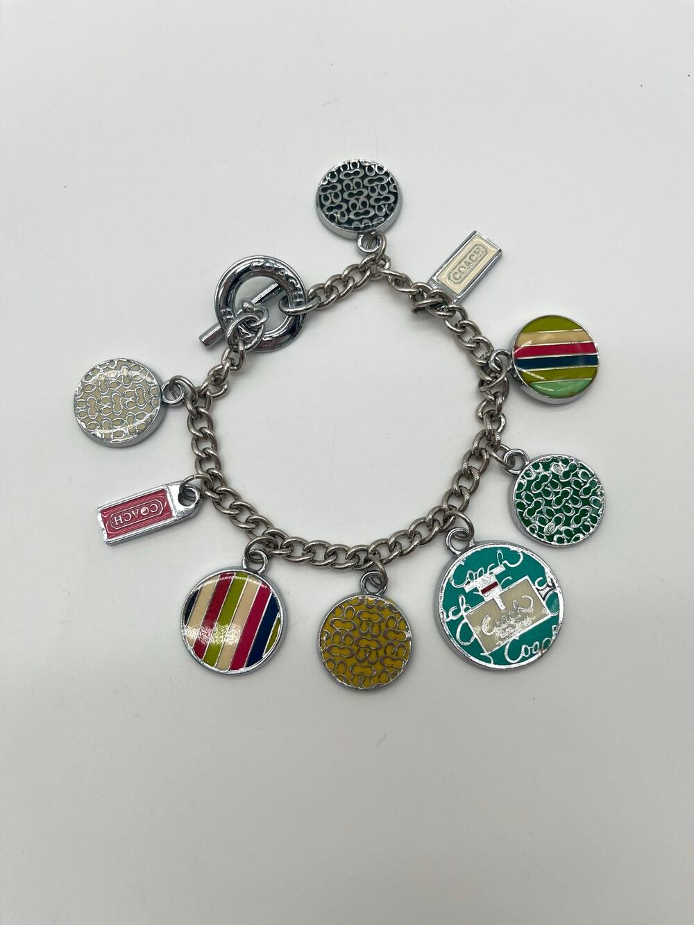 COACH Y2K VINTAGE Charm Bracelet with 9 Pieces, Silver - Picture 1 of 10